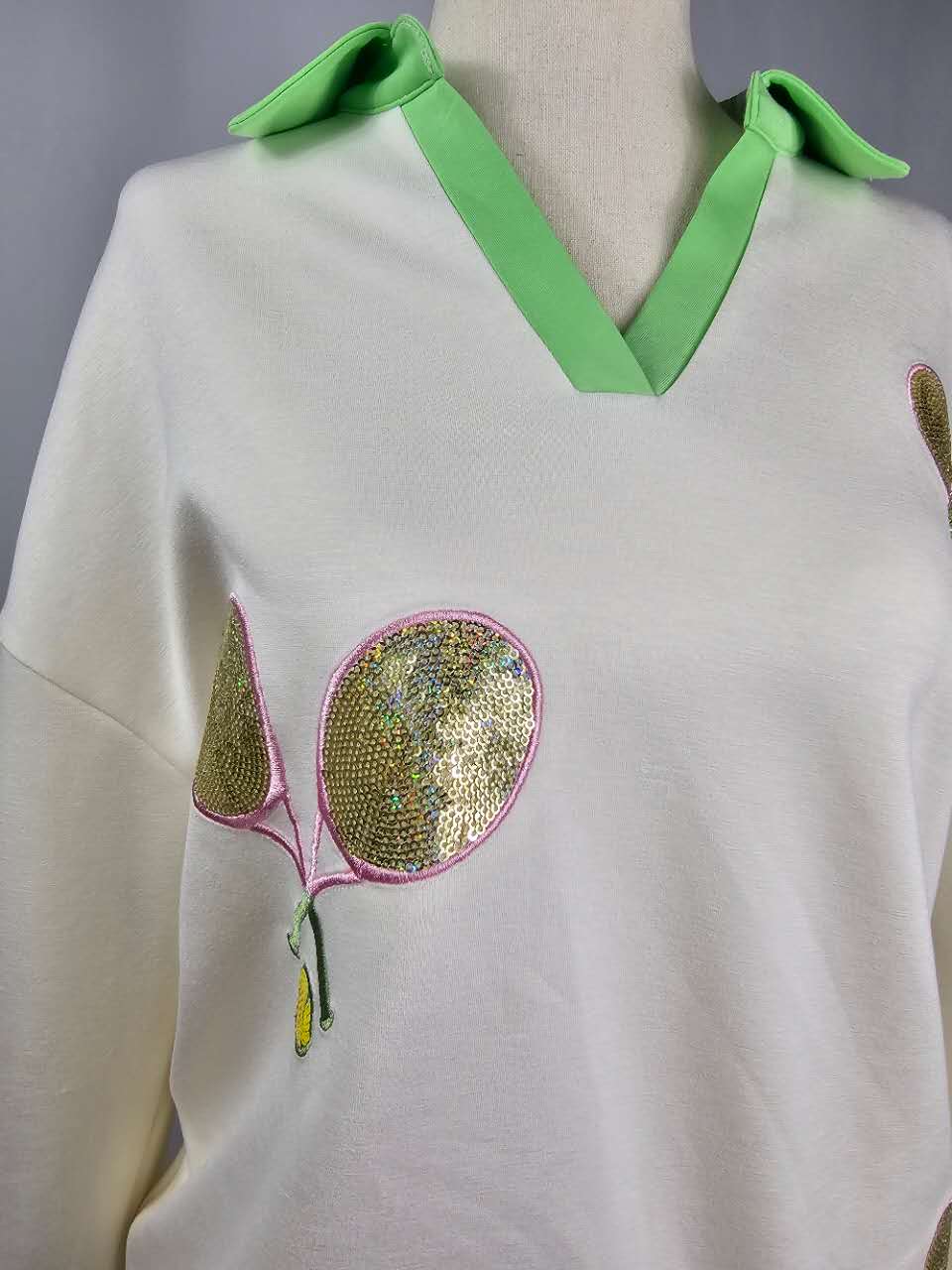 Sequins Embroidery Sweatshirt with shorts set