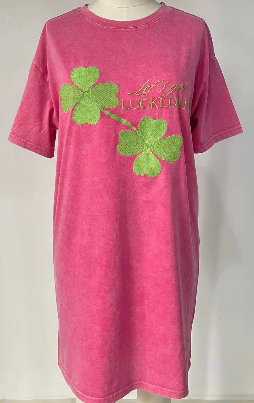 Embroidery washed T shirt Dress