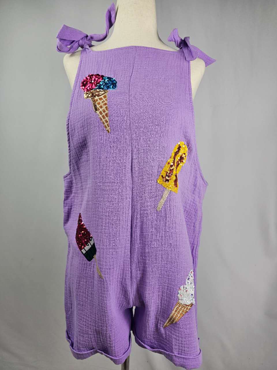 Sequins Double gauze Romper